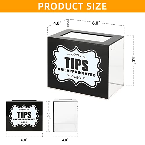 CiaoHER Acrylic Tip Collection Jar Donation Suggestion Box for Money Storage Container (6" W x 5" H x 4" D) - Image 4