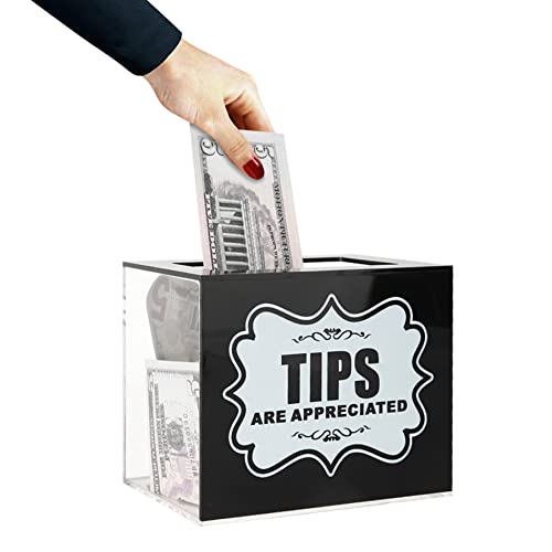 CiaoHER Acrylic Tip Collection Jar Donation Suggestion Box for Money Storage Container (6" W x 5" H x 4" D) - Image 2