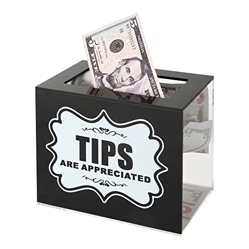 CiaoHER Acrylic Tip Collection Jar Donation Suggestion Box for Money Storage Container (6" W x 5" H x 4" D) - Image 1