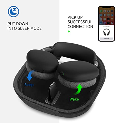 Yinke Smart Case for AirPods Max Headphones Supports Sleep Mode with AirPods Max Silicone Earpad Cover and Headband Cover AntiScratch Accessories Hard Organizer Portable Carry Travel - Image 3