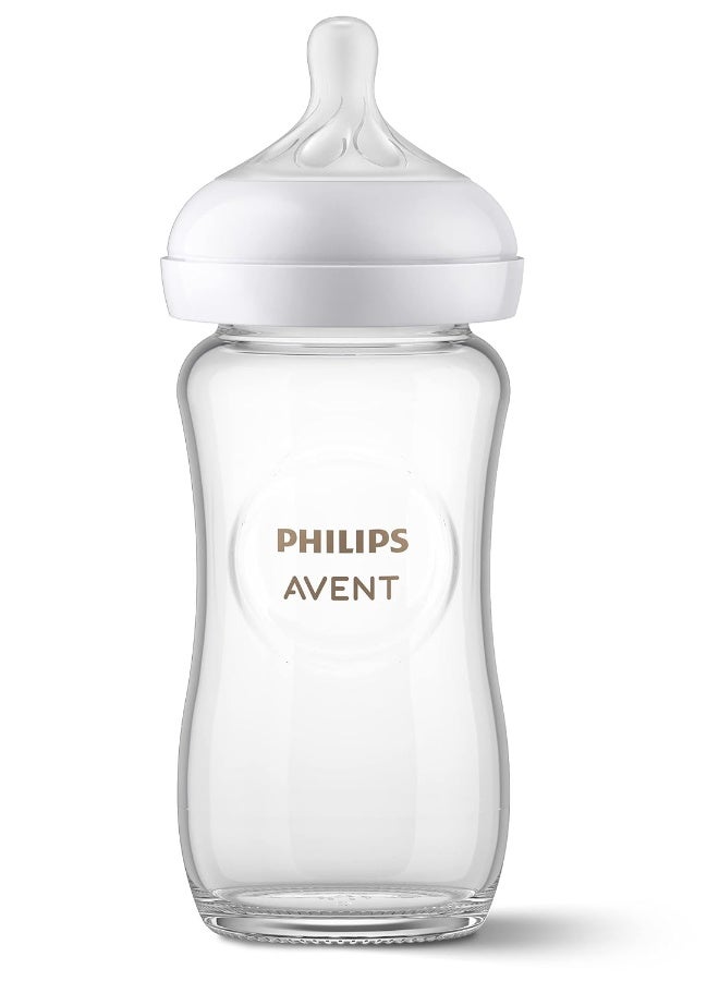Avent Philips Avent Natural Glass Baby Bottle with Natural Response Nipple (Medium Flow, Flow 3), 8oz, SCY913/01