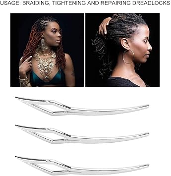 FILFEEL Dreadlocks Tool 3Pcs Interlocking Needles Alloy Material for Braiding Tightening and Repairing Dreadlocks Sisterlocks Crochet Hooks Hair Extensions Tool - Image 2