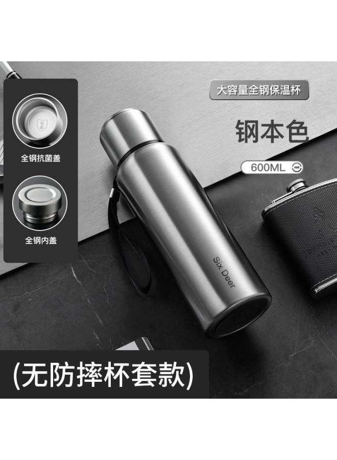 600ml All-Steel 316 Stainless Steel Vacuum Insulated Sports Kettle, Large Capacity Portable Tea Cup for Men
