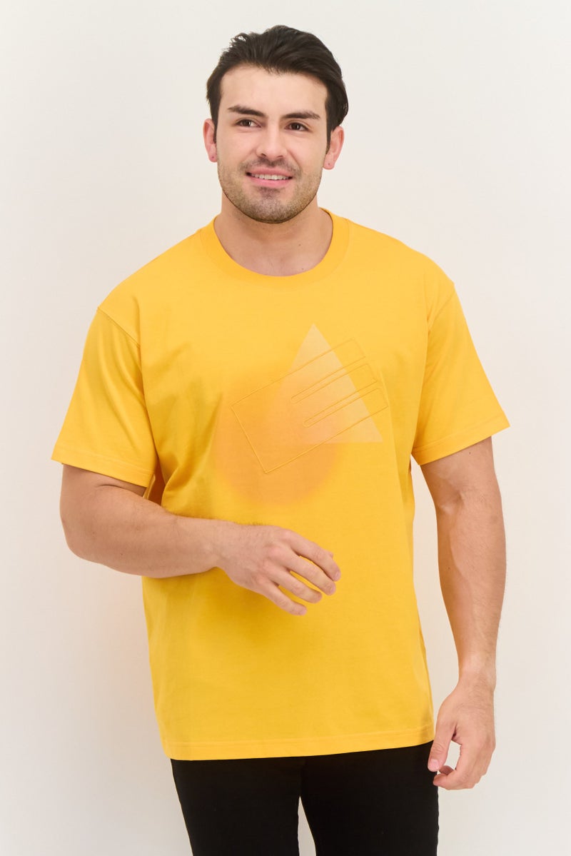 ESPRIT Men Crew Neck Short Sleeves Embroidered T-Shirt, Orange - Image 1