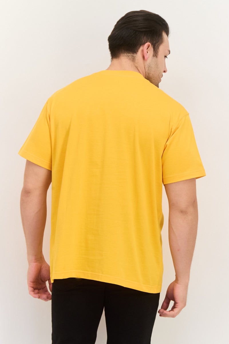 ESPRIT Men Crew Neck Short Sleeves Embroidered T-Shirt, Orange - Image 3