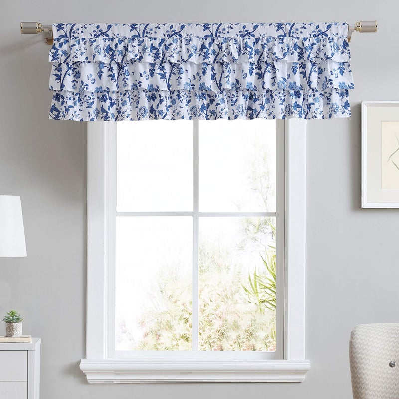 Laura Ashley  Valance Cotton Rod Pocket Top Window Treatment Chic Home Decor Elise 18 x 50