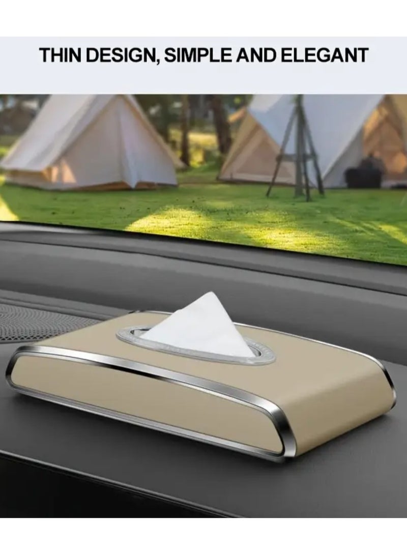 A High-End Faux Leather Car Tissue Box with a Non-Slip Base Design, an Essential for Various Vehicle Types, Enhances The Interior Aesthetics, Easy to Dispense, Durable And Easy to Clean - Image 1