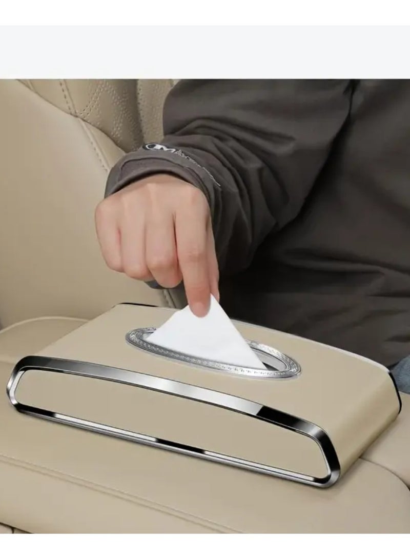 A High-End Faux Leather Car Tissue Box with a Non-Slip Base Design, an Essential for Various Vehicle Types, Enhances The Interior Aesthetics, Easy to Dispense, Durable And Easy to Clean - Image 3