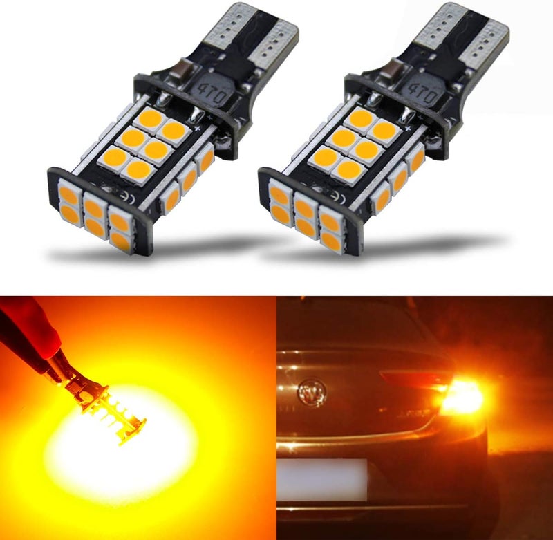 iBrightstar Extremely Bright 3030 Chipsets 921 T15 912 W16W LED Bulbs for Turn Signal Blinker Side Marker Lights, Amber Yellow - Image 1