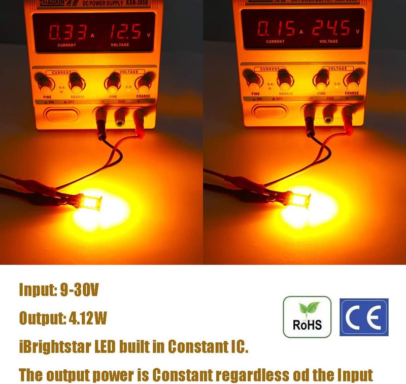 iBrightstar Extremely Bright 3030 Chipsets 921 T15 912 W16W LED Bulbs for Turn Signal Blinker Side Marker Lights, Amber Yellow - Image 4