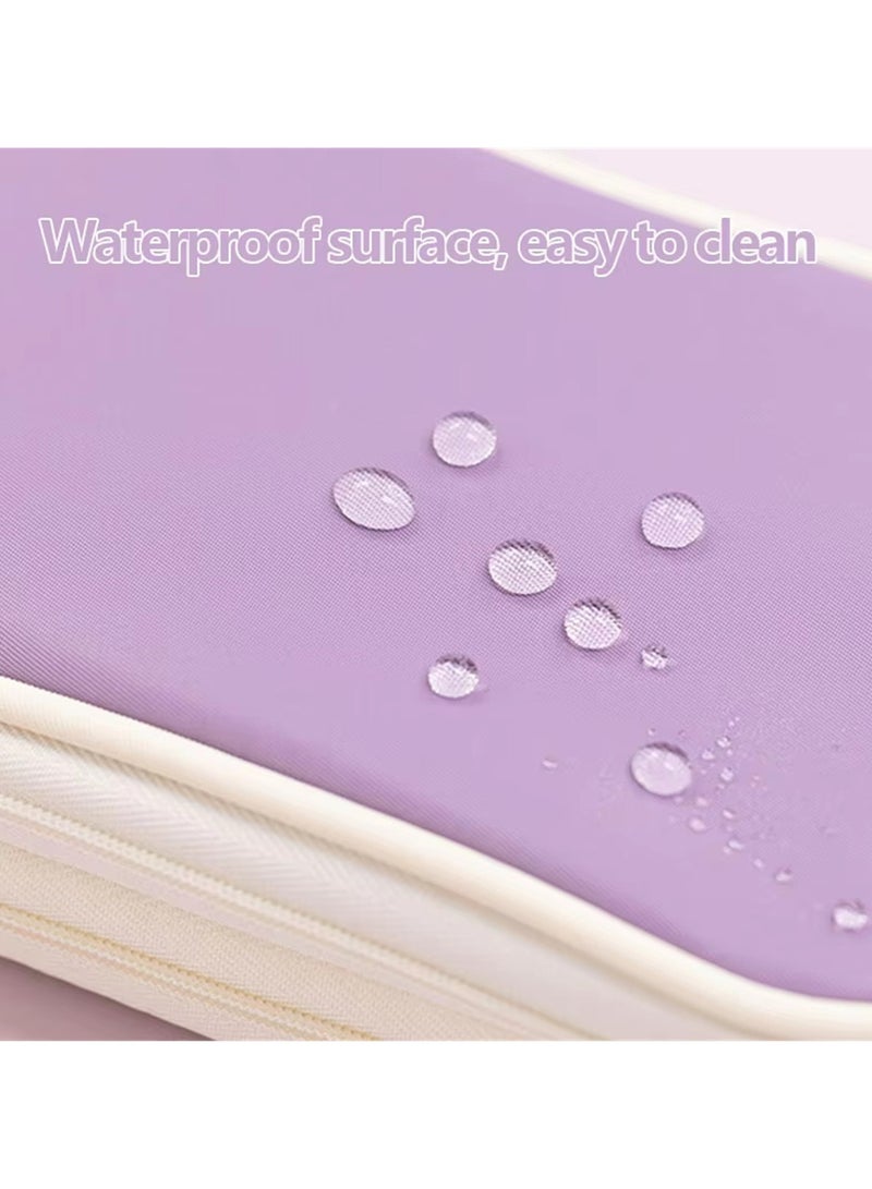 KADRAMA Foldable pencil case with zipper, large capacity aesthetic canvas pencil case, pencil case for children, boys and girls, study supplies, compartment makeup bag, stationery storage box - Image 5