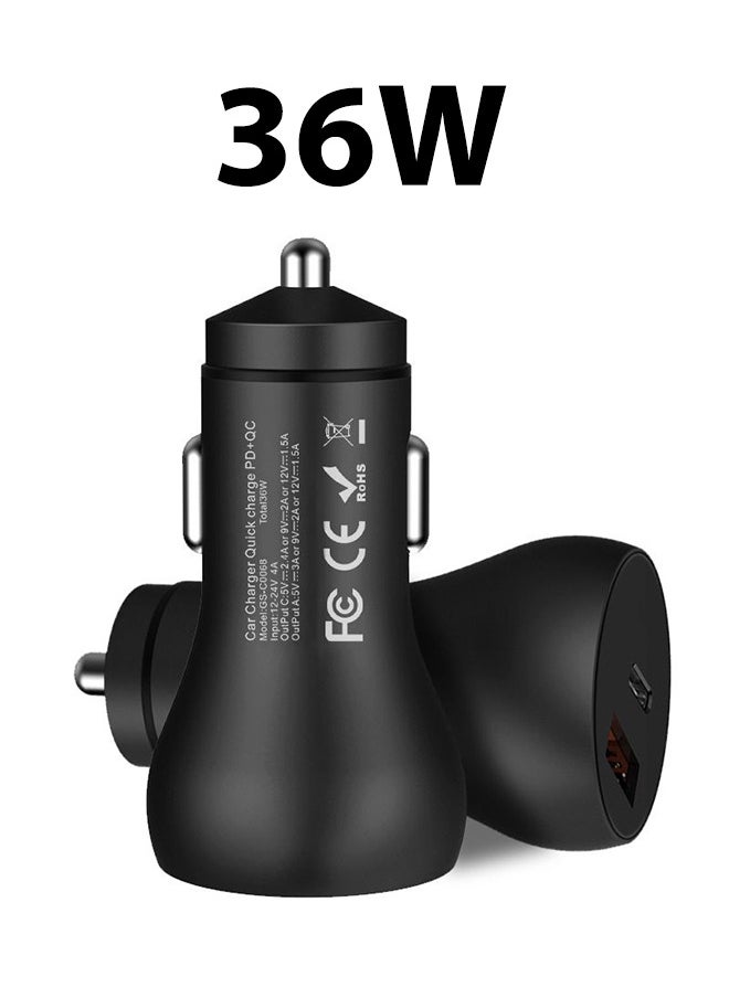 Prostyle Fast Car Charger PD 36W USB Car Plug Adapter, Type C & Type A, Compatible with iPhone 16, 15, 14, 13, 12, 11, iPad Pro, Mini 6, Samsung S24, S23, S22, Xiaomi, AirPods 4, Apple Watch, and S10 - Black  - Image 1