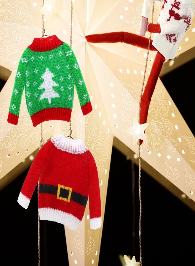 Zomiboo 5 Pieces Christmas Doll Accessories Set Including 3 Santa Knitted Doll Sweaters 1 Red Plaid Sleeping Bag and 1 White Nightgown Bathrobe for Xmas Decorations(Cute Style) - Image 2