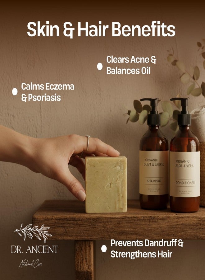 Dr.Ancient Aleppo Laurel Soap Bar, Organic Soap Bars Handcrafted the Traditional Way, Natural Chemical-Free, Vegan, Used for Face Wash, Body Wash, Hand Cleansing and Daily Skin Care, Gentle Cleanser - Image 2