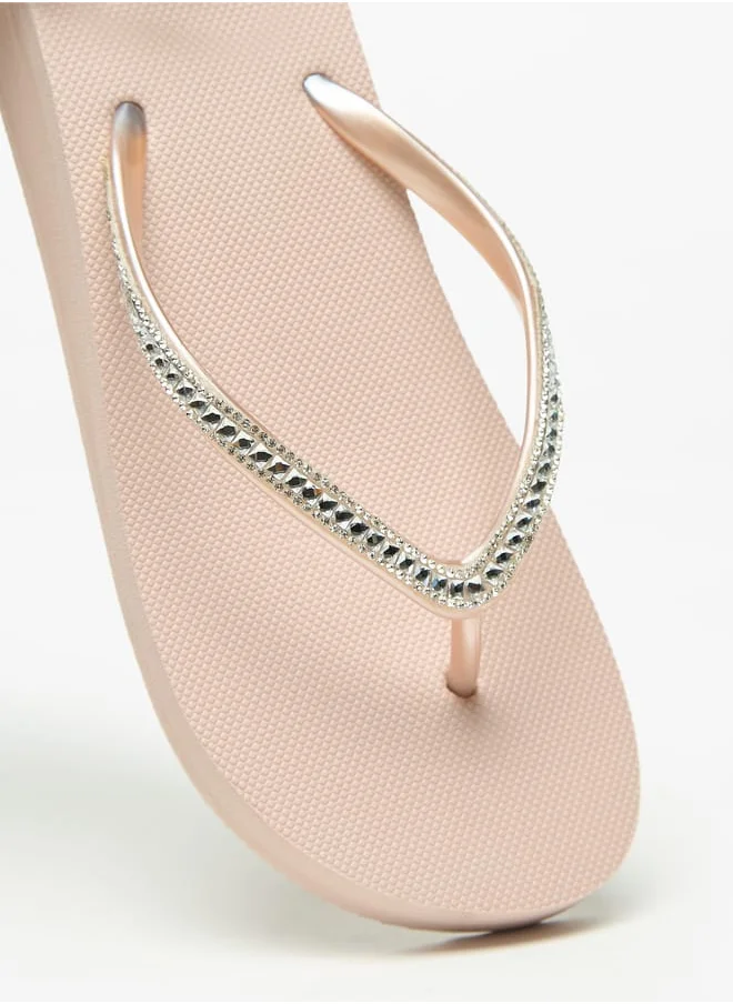 سيليست Womens Embellished Thong Slippers