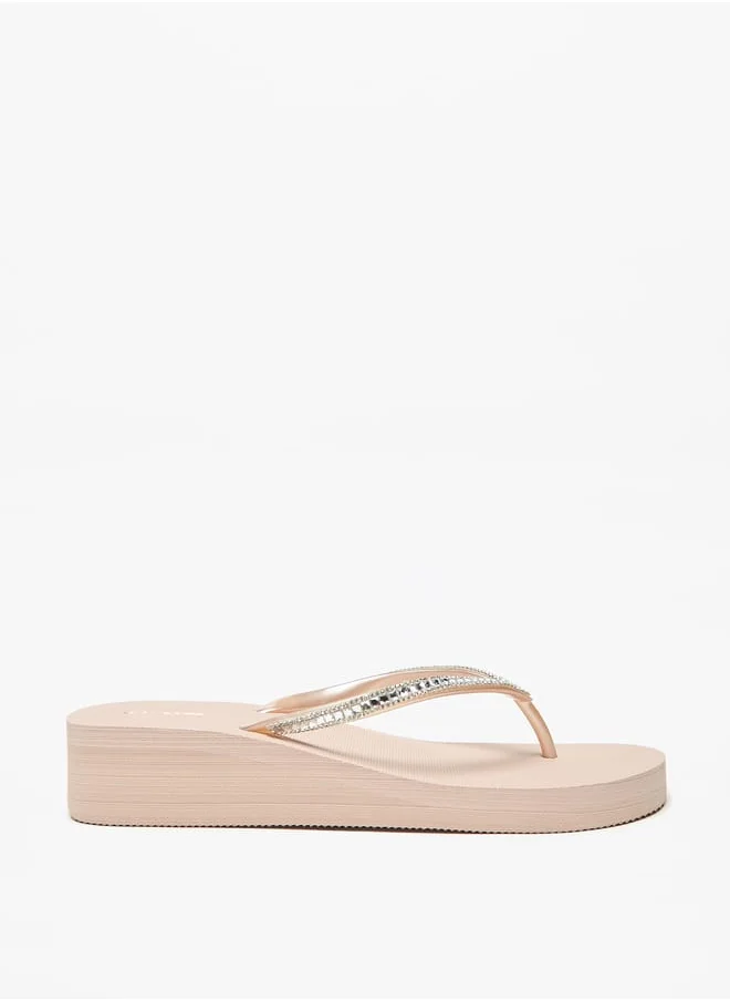 سيليست Womens Embellished Thong Slippers