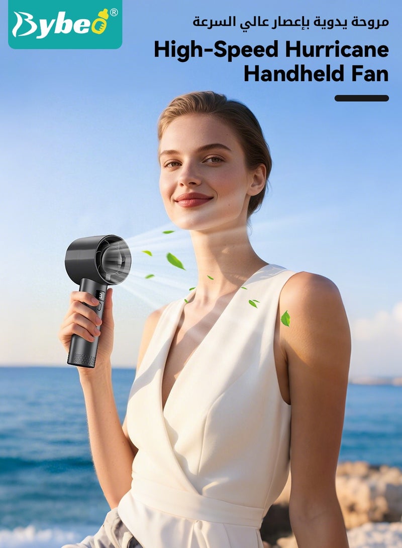 Bybeo Portable Handheld Turbo Fan, USB Rechargeable Personal Fans, Mini Pocket Fans with LED Display＆Phone Stand, Small Personal Fan for Travel, Outdoor, Camping, Beach, Makeup, 1-100 Gears Adjustable - Image 3