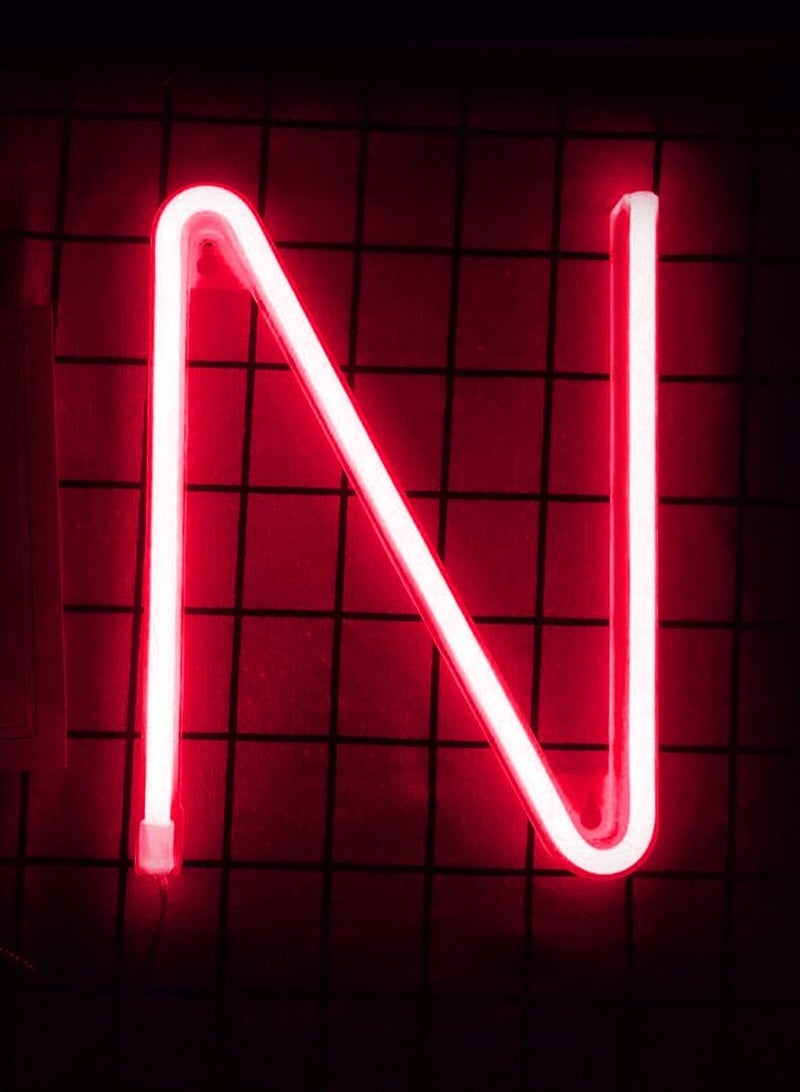 سلة حرف بإضاءة النيون باللون الأحمر الدافىء – N - Image 1