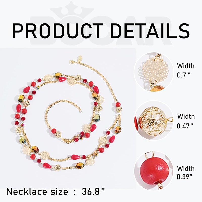 Bocar Long Necklaces for Women Trendy, Boho Layered Crystal Beaded Collar Necklaces for Women, Fashion Statement Necklaces Jewelry - Image 5