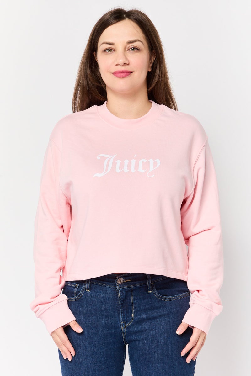 Juicy Couture Women Crew Neck Brand Logo Long Sleeve Sweatshirt, Pink - Image 1