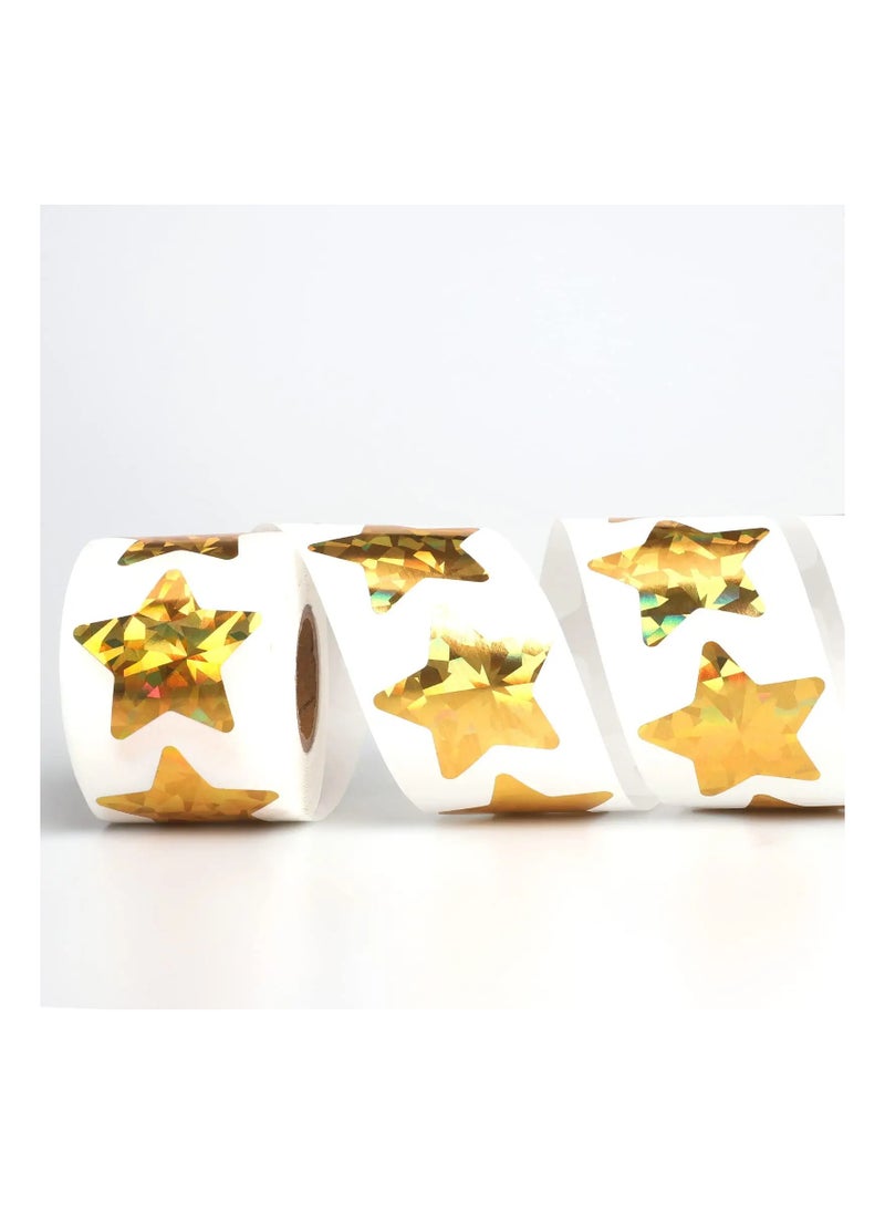 SYOSI - 1.5" Large Holographic Gold Star Stickers for Kids Reward, 500 Pcs Foil Star Metallic Stickers Roll for Behavior Chart, Student Planner and School Classroom Teacher Supplies - Image 1