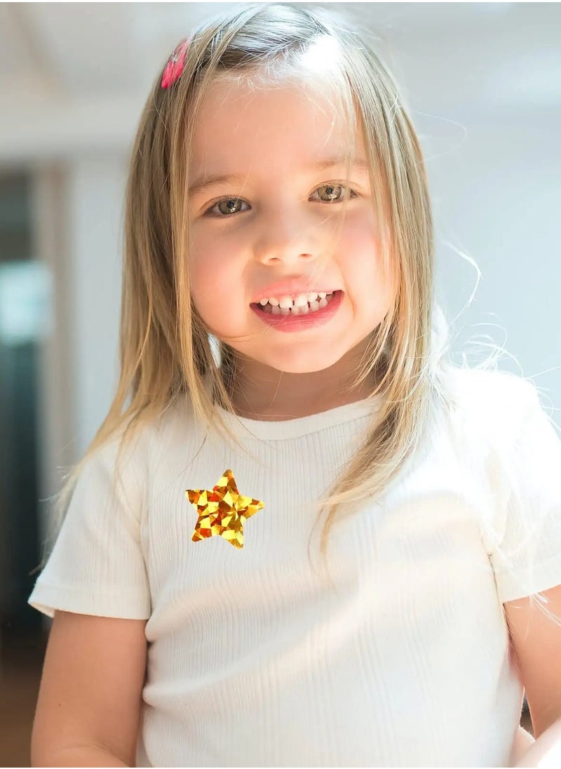 SYOSI - 1.5" Large Holographic Gold Star Stickers for Kids Reward, 500 Pcs Foil Star Metallic Stickers Roll for Behavior Chart, Student Planner and School Classroom Teacher Supplies - Image 1
