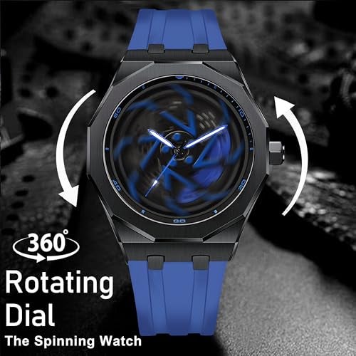IIK COLLECTION Men's Car Wheel Watch with Spinning Car Rim Hub Design with Silicon Strap|| Analog | Quartz Movement|| Water Resistant, Scratch Resistant - Image 3