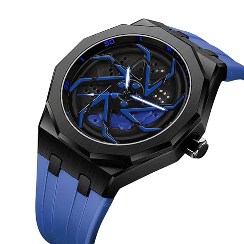 IIK COLLECTION Men's Car Wheel Watch with Spinning Car Rim Hub Design with Silicon Strap|| Analog | Quartz Movement|| Water Resistant, Scratch Resistant - Image 4
