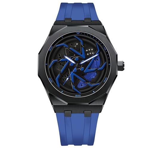 IIK COLLECTION Men's Car Wheel Watch with Spinning Car Rim Hub Design with Silicon Strap|| Analog | Quartz Movement|| Water Resistant, Scratch Resistant - Image 1