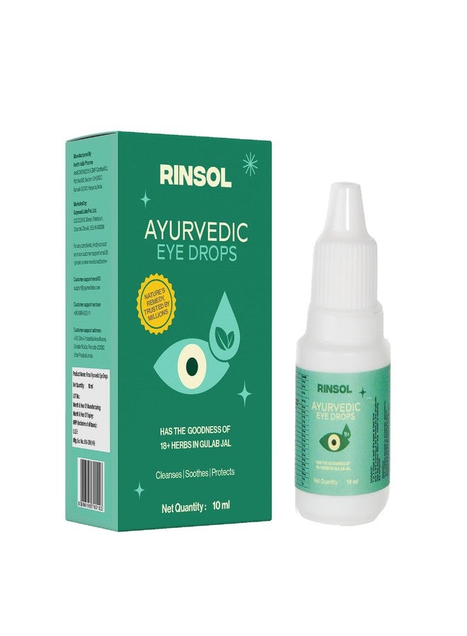 Rinsol Ayurvedic Herbal Eyedrops (10ml) - Relieves Dryness, Redness & Itching, Enhances Vision Comfort - with Rosewater and 18+ Herbs for Eye Care - Image 1
