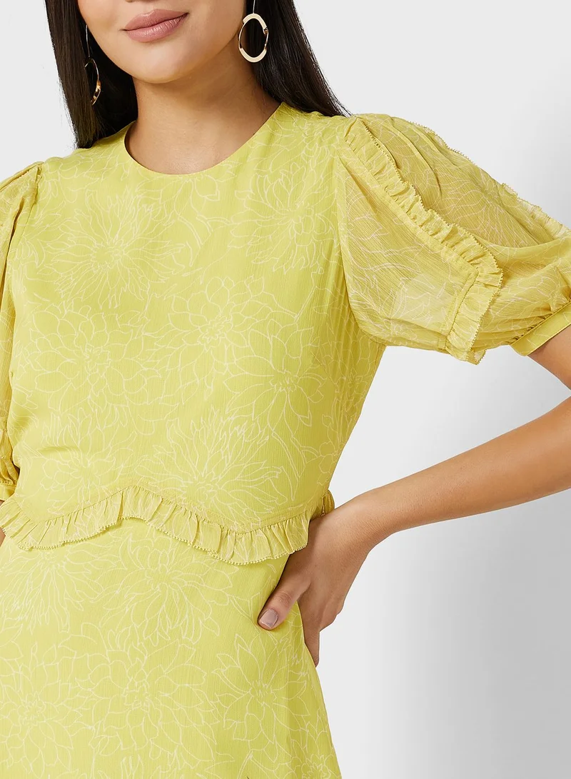 Ted Baker Floral Print Puff Sleeve Dress
