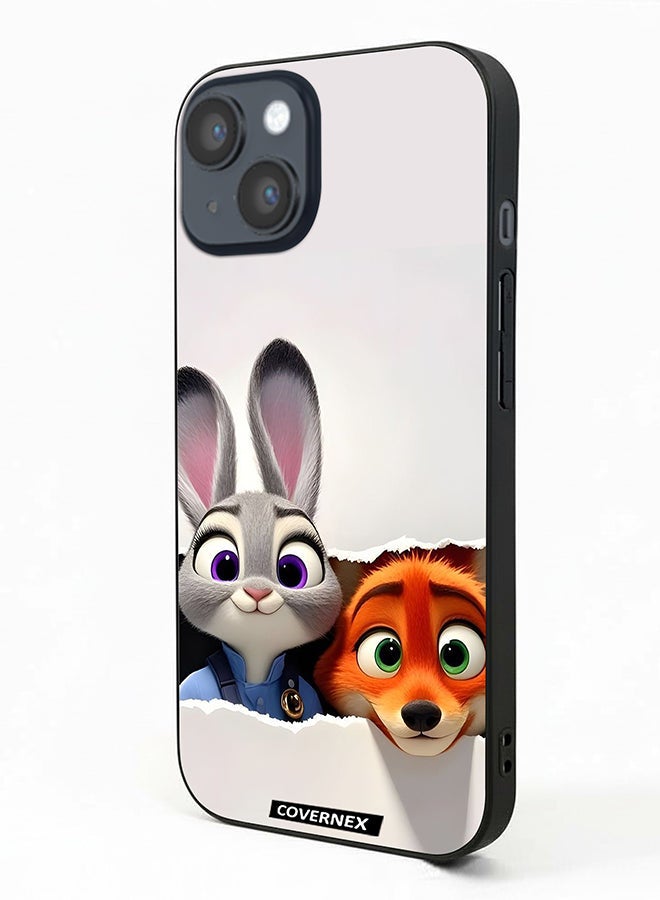 Covernex Apple iPhone 14 Protective Case Cover Printed Featuring Zootopia Dynamic Duo - Image 1