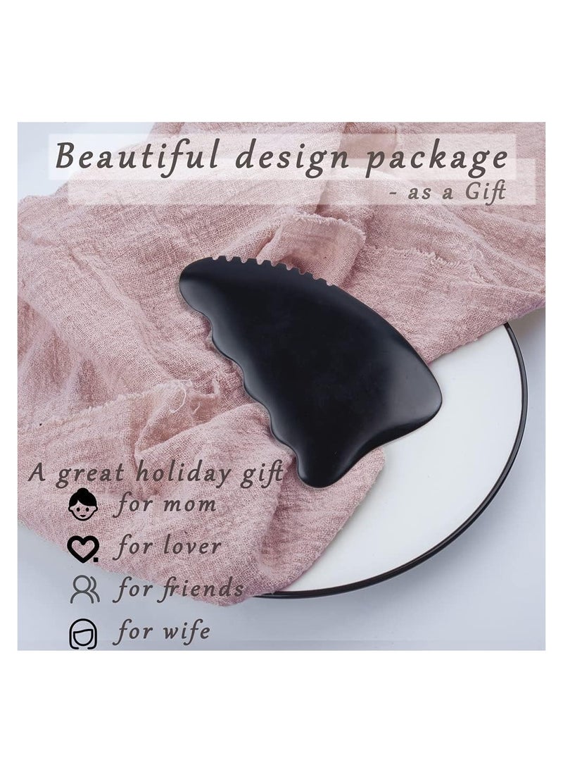 SYOSI - Gua Sha Facial Body Massage Tools Unique 9-Edge Gua Sha Bian Stone 3D Gua Sha Stone with Ridges Gentle Gua Sha Scraping Massage Tool Black - Image 1