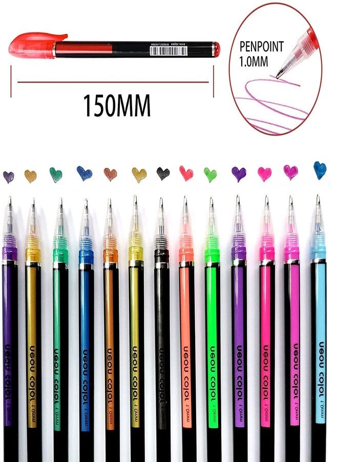 AmigozZ 12 Pcs Neon Color Gel Pen Set (12Pc Glitter Neon Pen Set),Black - Image 3