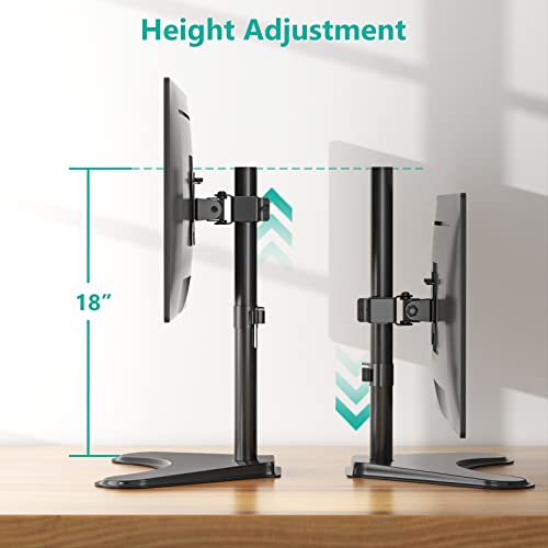 WALI Single Monitor Stand for 13-32 Inch Computer Screens, Freestanding Single Monitors Arm Desk Mount, Universal VESA Monitor Mount 75x75/100x100mm, Adjustable Height and Angle, (MF001), Black - Image 5