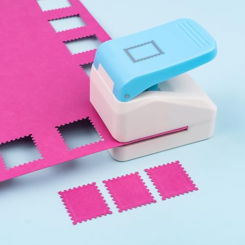 CYFUN DESIGN 2 Pcs Paper Punch | 1 inch Square Punch | 1.1X0.9 inch Embossing Postage Stamp Shape Puncher | Square Stamp Hole Puncher | Portable Lever Craft Hole Punches for Crafting DIY Scrapbooking Projects - Image 5