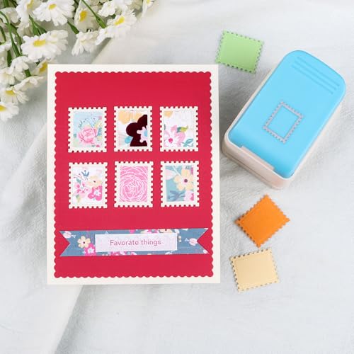 CYFUN DESIGN 2 Pcs Paper Punch | 1 inch Square Punch | 1.1X0.9 inch Embossing Postage Stamp Shape Puncher | Square Stamp Hole Puncher | Portable Lever Craft Hole Punches for Crafting DIY Scrapbooking Projects - Image 4