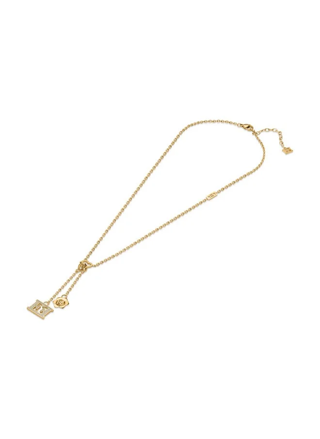 ESCADA Escada Catherine Necklace with Flower Motif & Crystal-Decked Signature – Elegant Drop Pendants