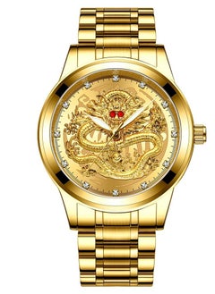 JOYFOCUS FNGEEN Men's Waterproof Quartz Gold Dragon Watch - Gold  - Image 1