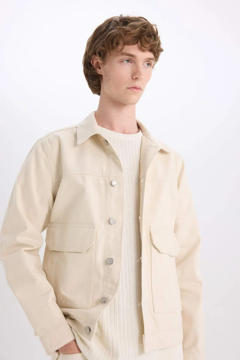 Defacto  Slim Fit Buttoned Pocket Denim Jacket for Men | Best Price UAE