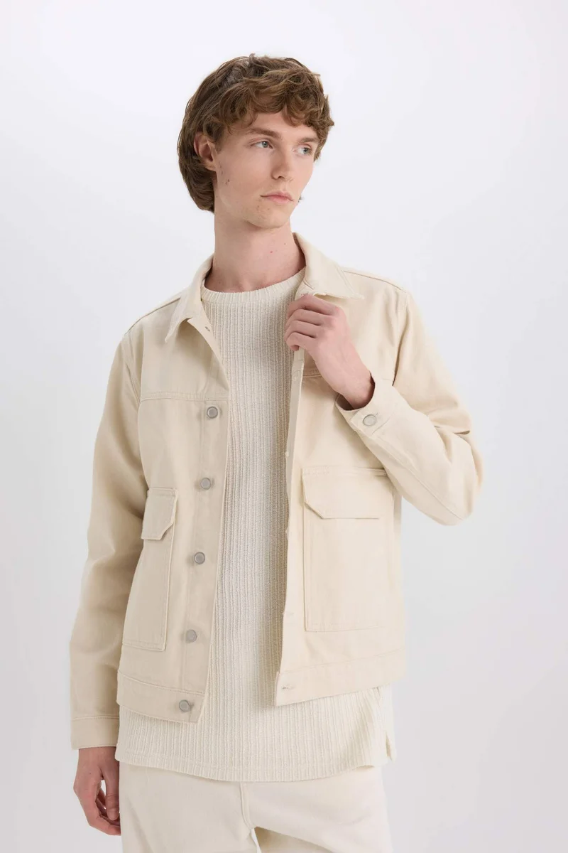 Defacto  Slim Fit Buttoned Pocket Denim Jacket for Men | Best Price UAE