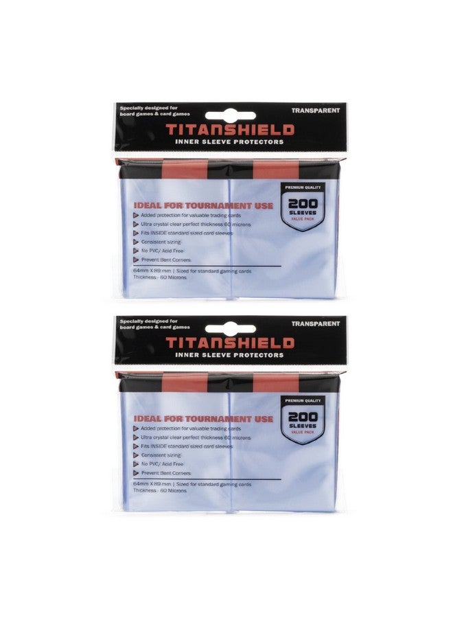 TitanShield Double Pack 400s Inner Sleeve Protectors - 1000 Clear Polypropylene Trading Card Sleeves - Image 1