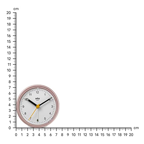 Braun Classic Analogue Alarm Clock with Snooze and Light, Quiet Quartz Movement, Crescendo Beep Alarm in White and Rose, Model BC12PW. - Image 3