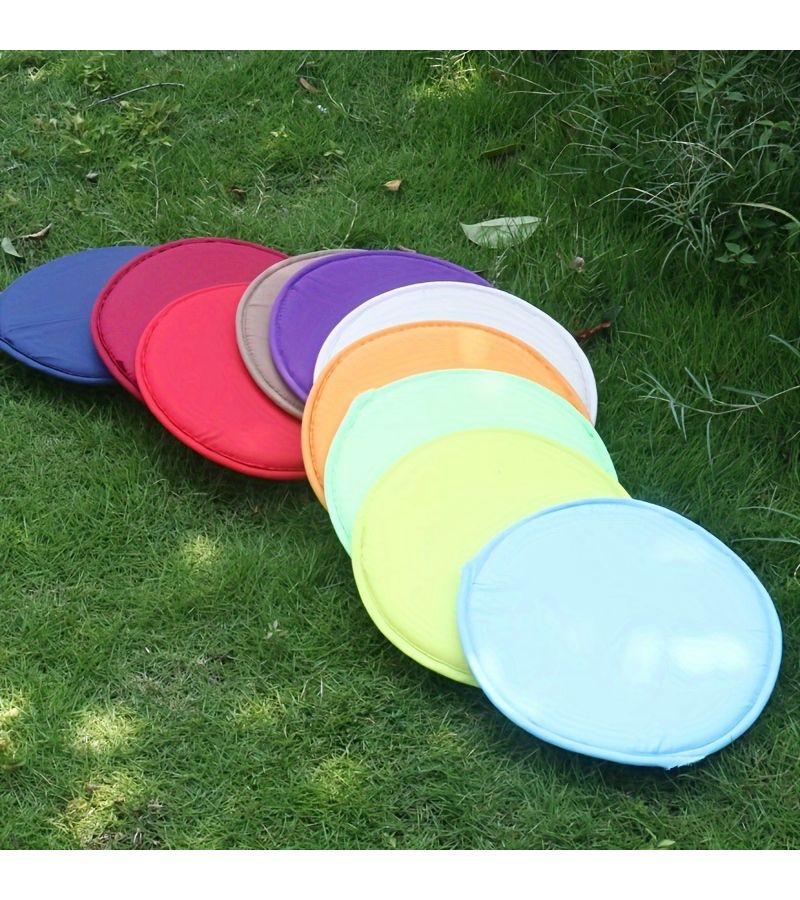 Random Color Set of 7 Vibrant 12 Inch Round Polyester Seat Cushions - Image 2
