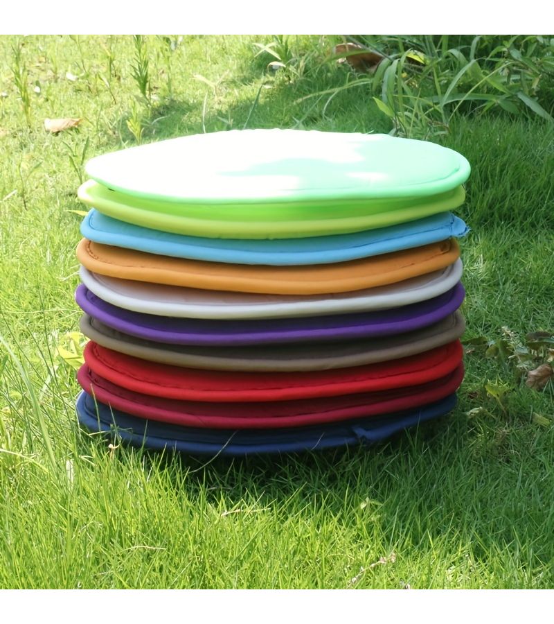 Random Color Set of 7 Vibrant 12 Inch Round Polyester Seat Cushions - Image 1