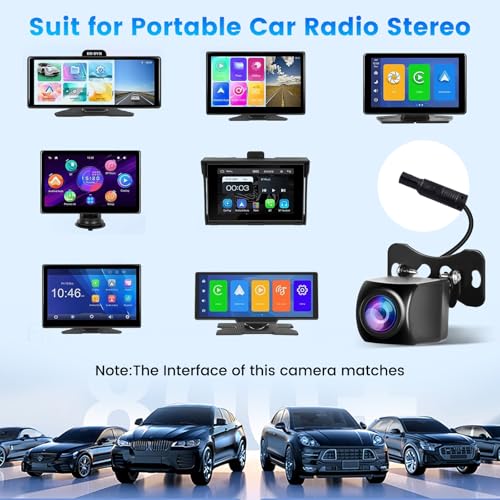 Inefala [for Portable Car Radio] 4 Pin Upgrade AHD 1080P Backup Camera, Camera for Carplay Screen 2.5mm Jack Backup Camera 2.5mm Jack Dash Cam Reverse Camera Cable,23 Ft 4 Pin to 2.5mm Male Plug - Image 2