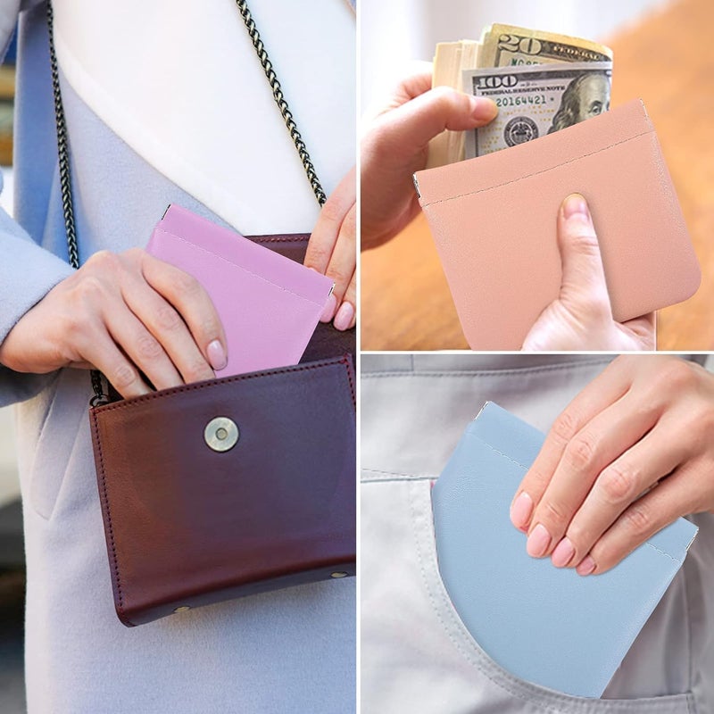 Hidak Waterproof PU Leather Pocket Cosmetic Bag Squeeze Top Makeup Bag Portable No Zipper Self Closing Small Makeup Pouch for Women Travel Storage Bag (Multi Color - 2) - Image 5