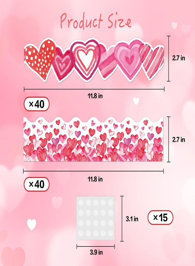 Omlisca Valentine's Day Bulletin Board Decorations 78.7ft Die-Cut Watercolor Heart Borders Classroom Decor Pink Heart Sweet Valentine Wall Decals for School Wedding Anniversary Party Supplies - Image 3