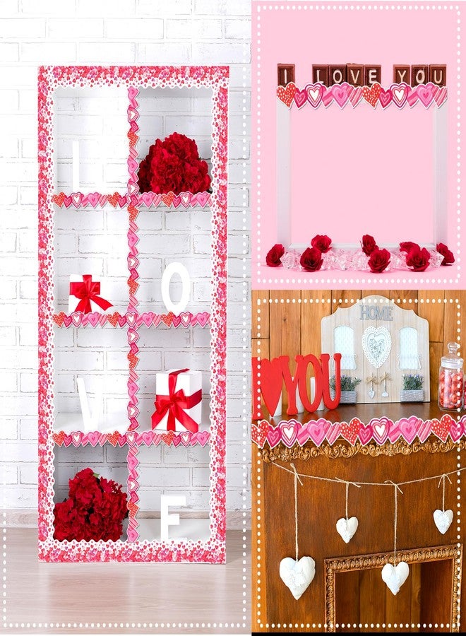 Omlisca Valentine's Day Bulletin Board Decorations 78.7ft Die-Cut Watercolor Heart Borders Classroom Decor Pink Heart Sweet Valentine Wall Decals for School Wedding Anniversary Party Supplies - Image 4