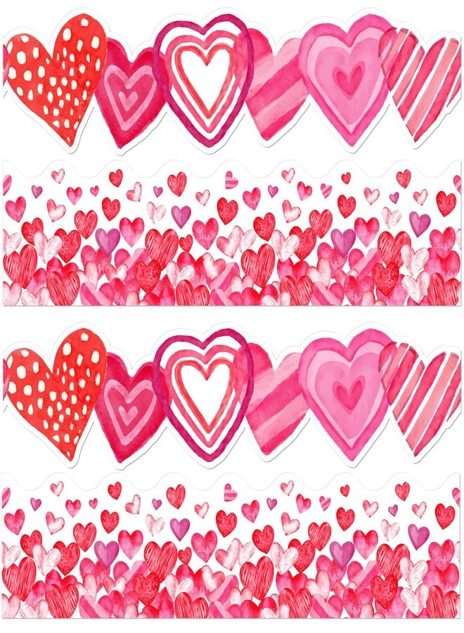 Omlisca Valentine's Day Bulletin Board Decorations 78.7ft Die-Cut Watercolor Heart Borders Classroom Decor Pink Heart Sweet Valentine Wall Decals for School Wedding Anniversary Party Supplies - Image 1